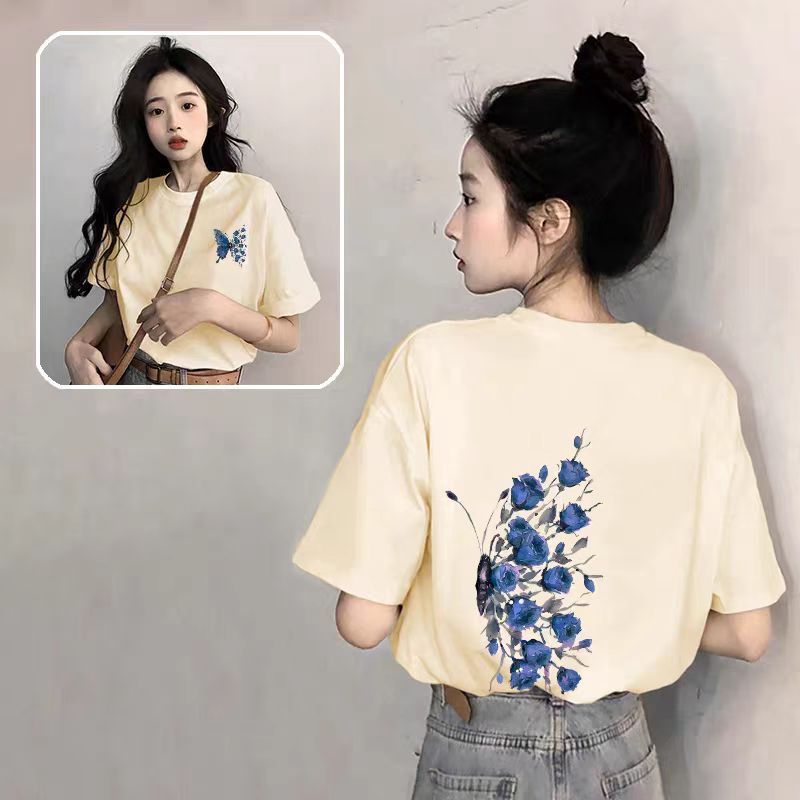 Áo thun cotton ngắn tay nữ màu trắng
