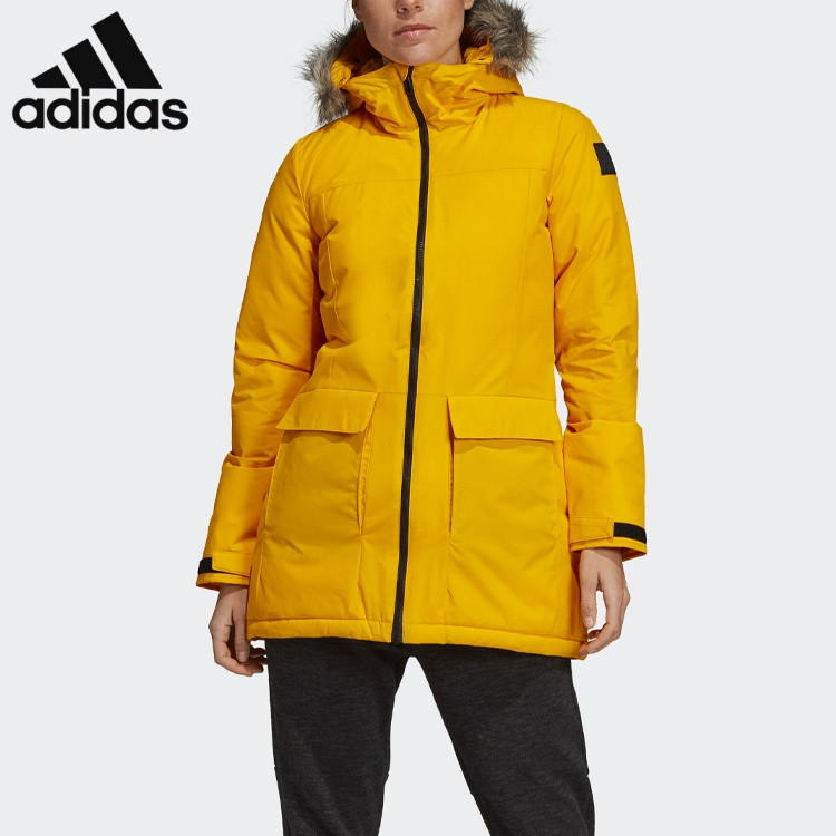 【adidas】Áo parka nữ Adidas giữ nhiệt chống lạnh, dáng dài vừa có mũ, phong cách thời trang dễ phối đồ, mặc thoải mái