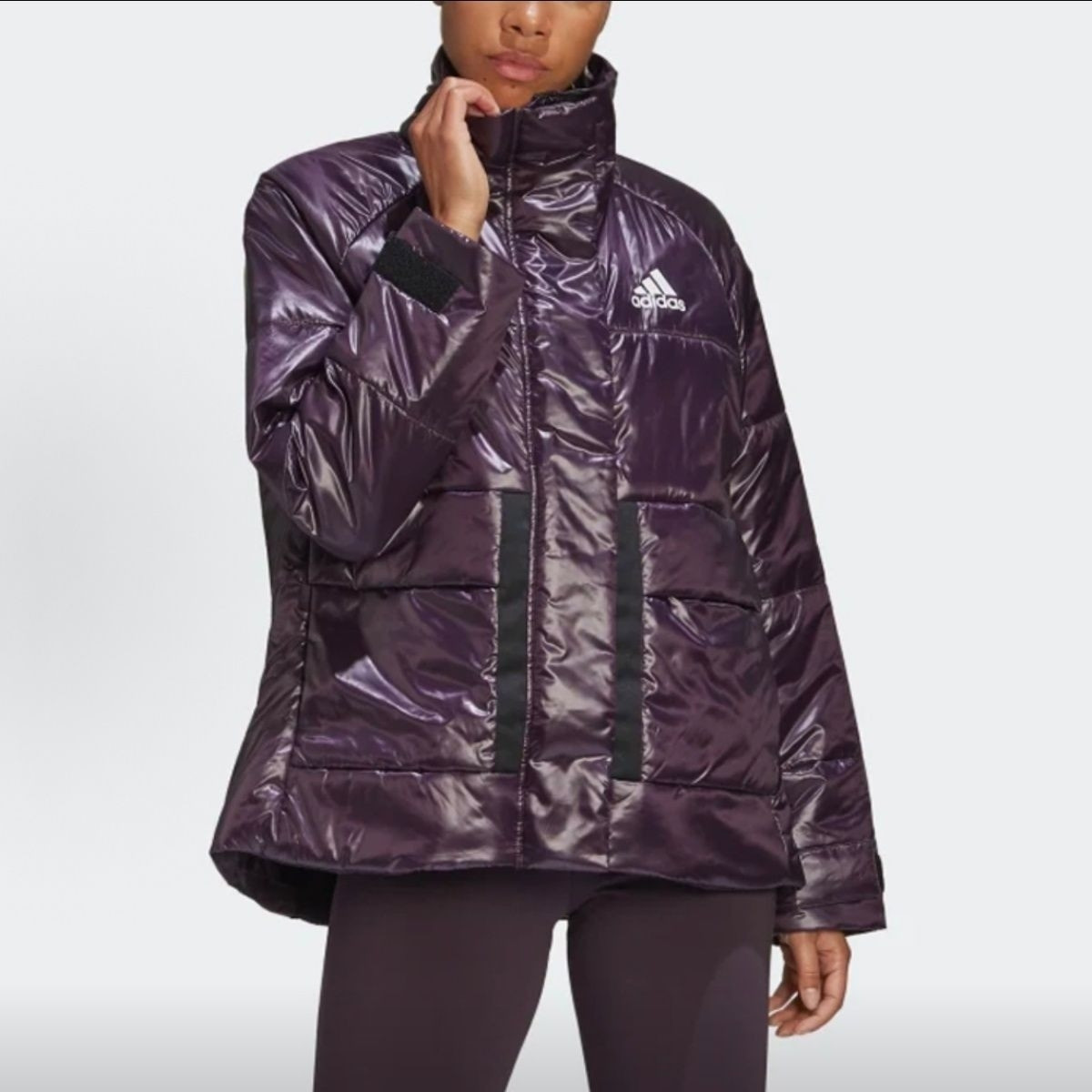 Áo khoác bông nữ Adidas, mẫu mỏng mặc xuân thu, cổ đứng, phong cách casual thể thao, mã sản phẩm FT2550