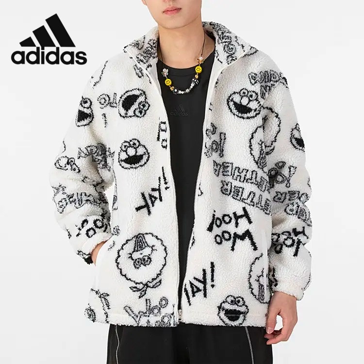 【adidas】Áo khoác nam nữ Adidas fleece in tràn giữ ấm phong cách thời trang