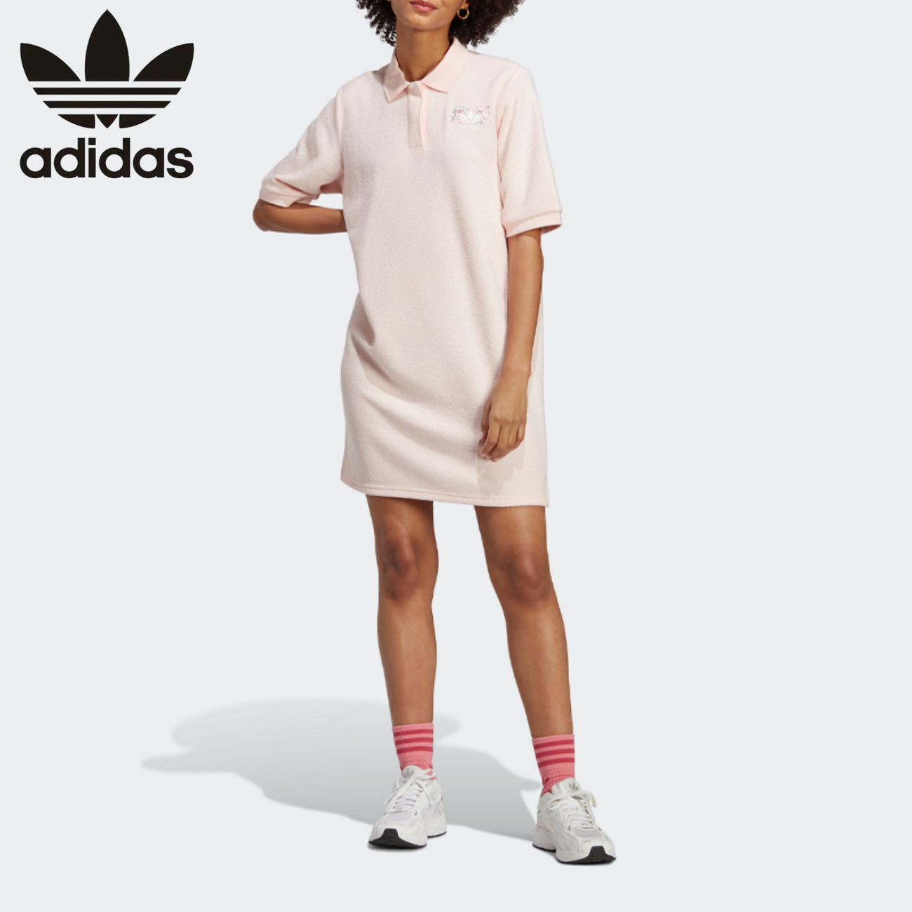 【adidas】Đầm polo nữ Adidas Originals phiên bản giới hạn hoa anh đào họa tiết hoa thể thao mùa hè