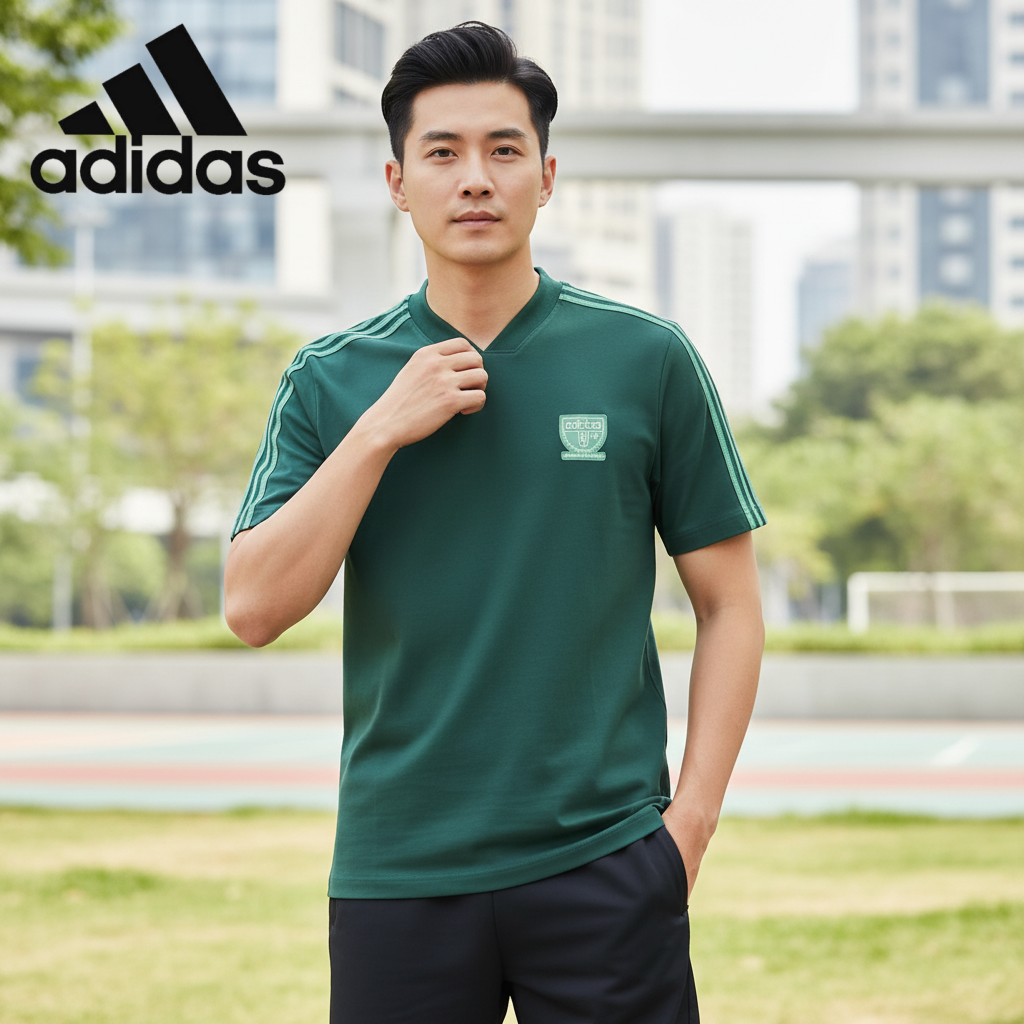 【adidas】Áo thun nam Adidas GRAPHIC form rộng thể thao cổ tròn chui đầu sọc tay ngắn